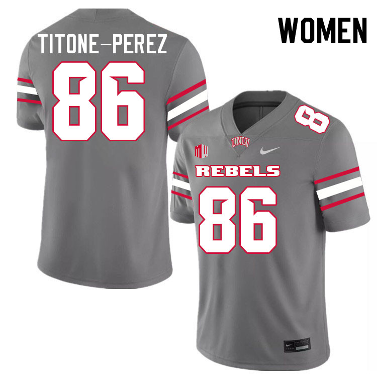 Women #86 David Titone-Perez UNLV Rebels College Football Jerseys Stitched-Grey